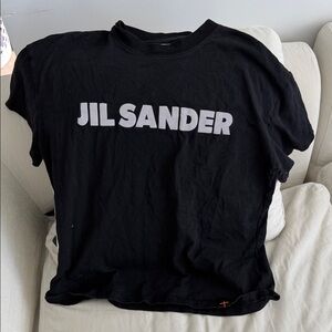Jil Sander Black Tee with White Logo
